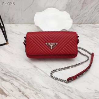 프라다 다이어그램 가죽 숄더백 1BD164 레드
