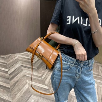 발렌시아가 아워글래스 탑 핸들 백 S 593546 카멜