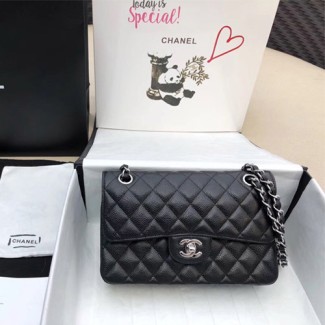  샤넬 CF23 점보백 A1111 캐비어 블랙 은장
