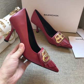 발렌시아가 프린지 나이프 펌프스 595966 버건디