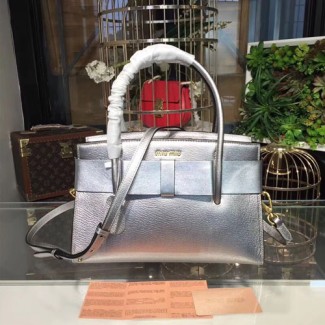 미우미우 마드라스 보우 토트백 5BA055 실버