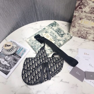 디올 남여공용 자카드 패브릭 새들백 1ADPO093 네이비