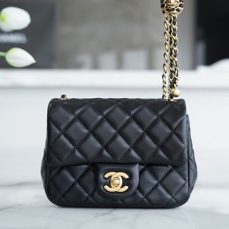  샤넬 골드볼 쁘띠삭 AS1786 블랙 호두 골드볼