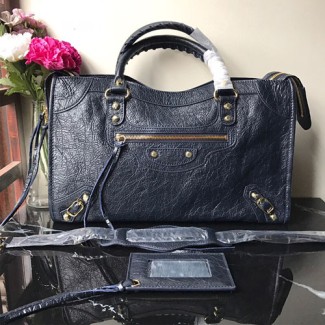 발렌시아가 클래식 라지 시티백 432832 금장 네이비