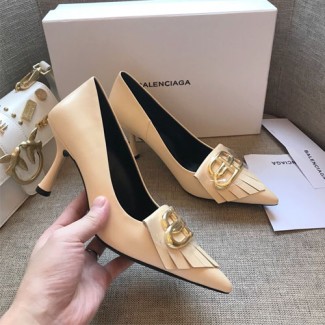 발렌시아가 프린지 나이프 펌프스 595966 베이지