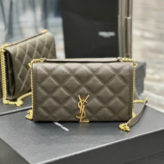 생로랑 베키 퀼팅 체인 숄더백 585031 그레이