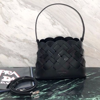 프라다 인트레치오 가죽 탑핸들백 1BA290 블랙