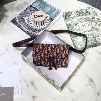 디올 오블리크 새들 클러치백/벨트백 S5619 버건디