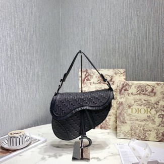 디올 브레이드 가죽 프린지를 더한  미듐 새들백 M0446 블랙
