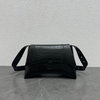발렌시아가 아워글래스 숄더백 671353 악어무늬 블랙