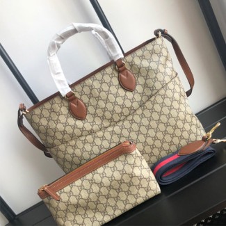 구찌 GG 수프림 파우치 투웨이 숄더백 457356 브라운