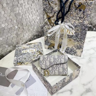 디올 OBLIQUE SADDLE 동전지갑 S5611 그레이