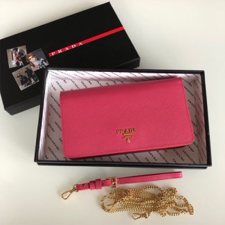 프라다 사피아노 골드체인 미니백 1ZH029 체리핑크