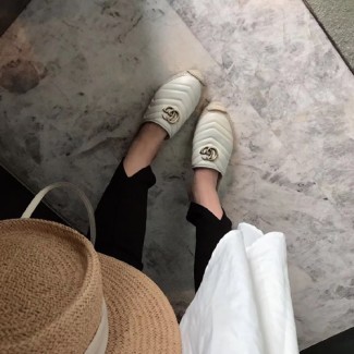 구찌 더블 G 가죽 슬리퍼 550063 화이트