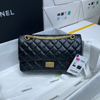샤넬 2.55 빈티지 플랩백 미듐 A30225 블랙 금장 ++
